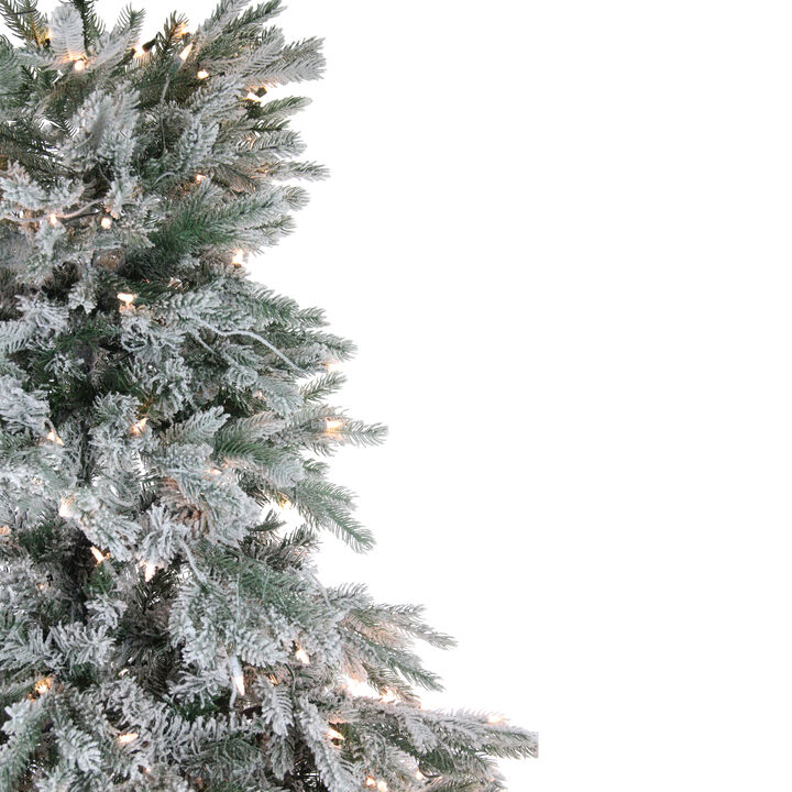 7.5' Pre-Lit Full Flocked Jasper Balsam Fir Artificial Christmas Tree - Clear Lights