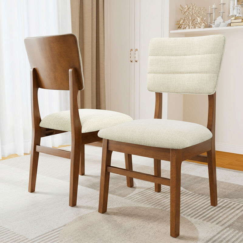 Whisen 4-Piece 16.9inch Upholstered Dining Chairs, Solid Rubber Wood Foam Mid-Century Modern for Kitchen Dining Room image number 2
