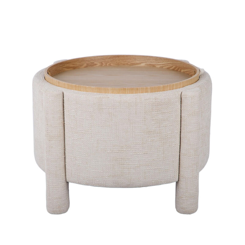 Bellamy Curry Chenille Storage Stool With Reversible Tray Top image number 2