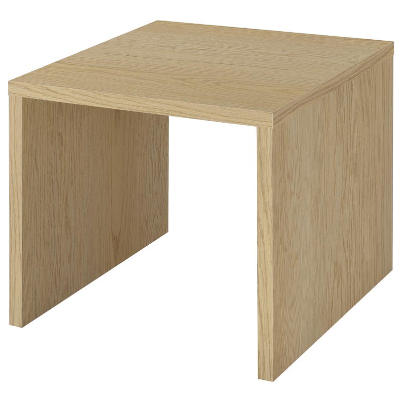 Kerra Square Side End Table, U-Shape Frame, Light Oak Wood 24 Inch image number 4