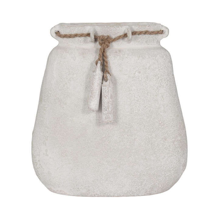 Ecomix, 16"h Vase W/ Jute Detail, White