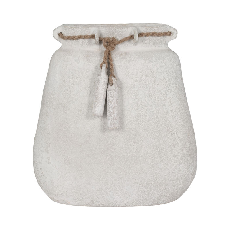 Ecomix, 16"h Vase W/ Jute Detail, White image number 0