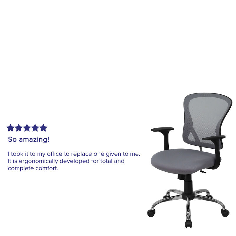 Alfred Mid-Back White Mesh Swivel Task Office Chair with Chrome Base and Arms image number 4