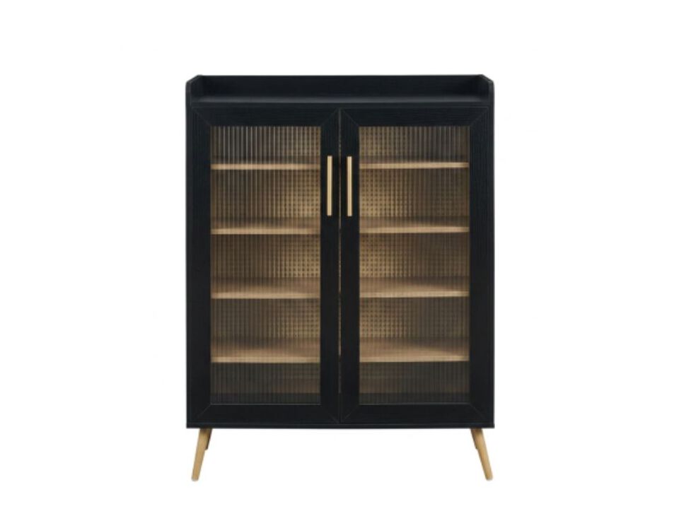 Entryway Shoe Storage Cabinet 5 Tier Adjustable Shelves Black