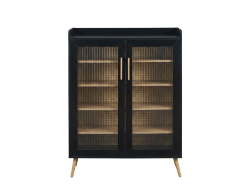 Entryway Shoe Storage Cabinet 5 Tier Adjustable Shelves Black image number 0