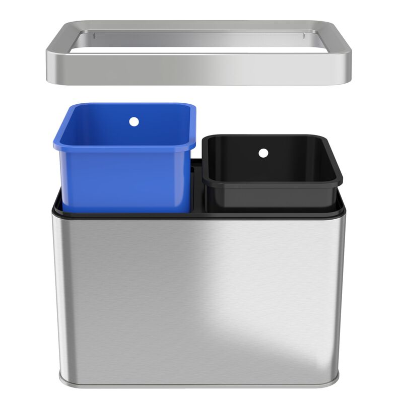iTouchless 5.3 Gallon / 20 Liter Dual Compartment Open Top Trash Can & Recycle Bin