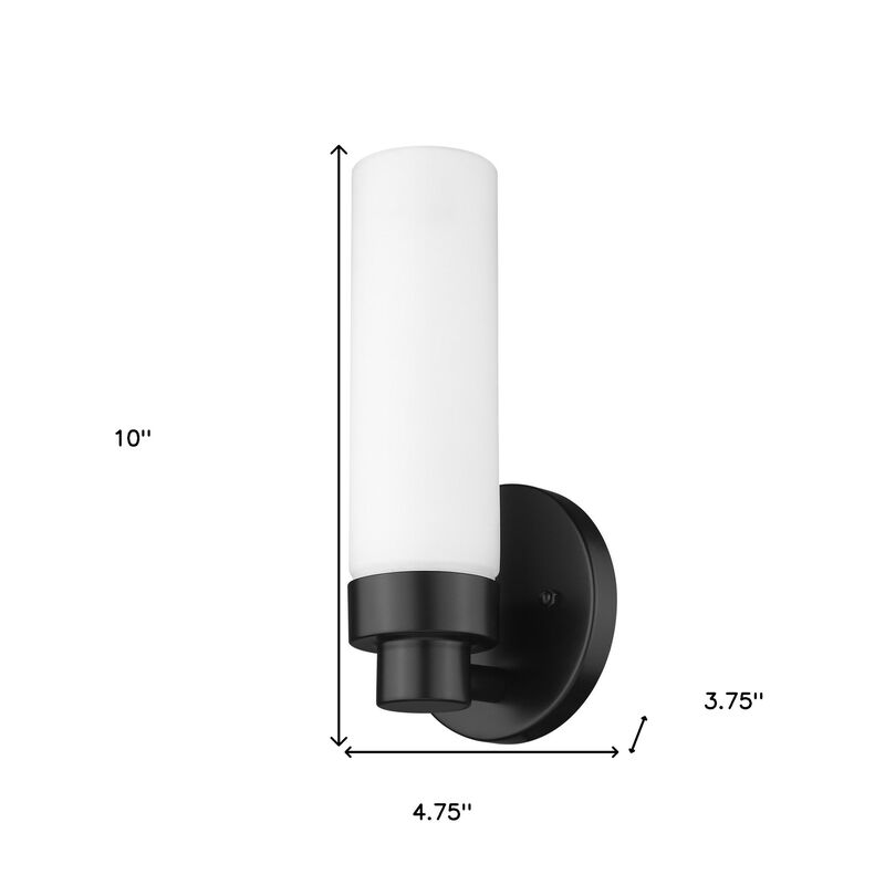 Hivvago Matte Black Wall Light with Narrow Frosted Glass Shade