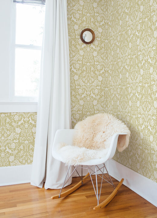 Forest Dance Honey Damask Wallpaper (Set of 2)