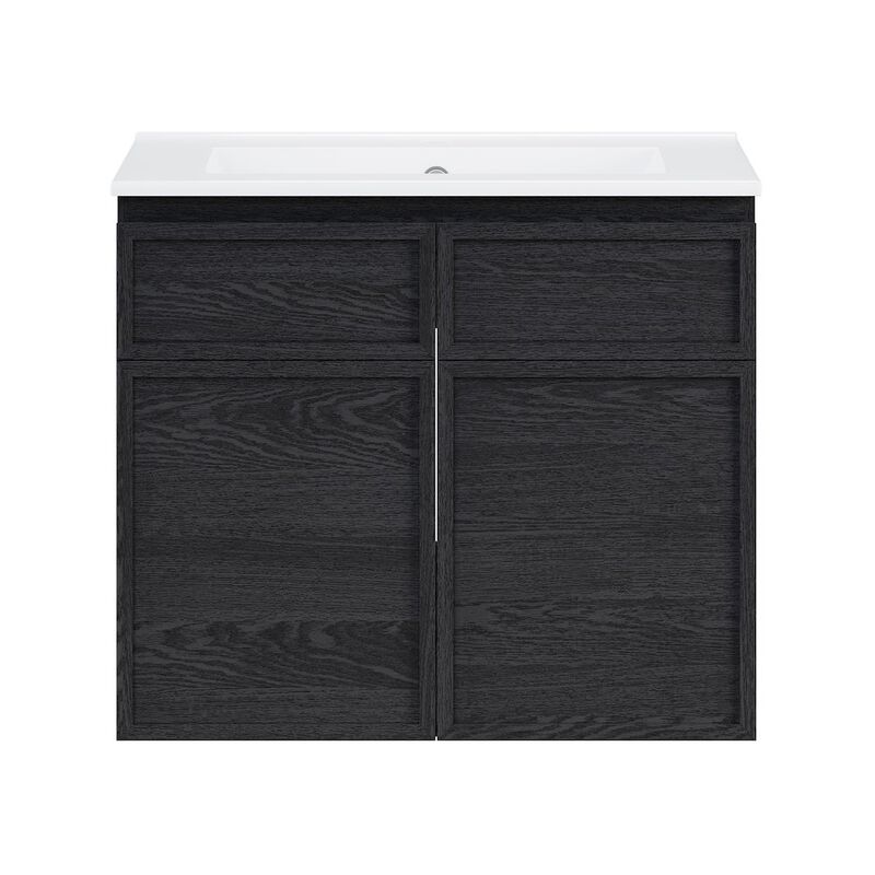 St. Tropez 24" Wall-Mounted Bathroom Vanity in Black Oak with Sink Top image number 0