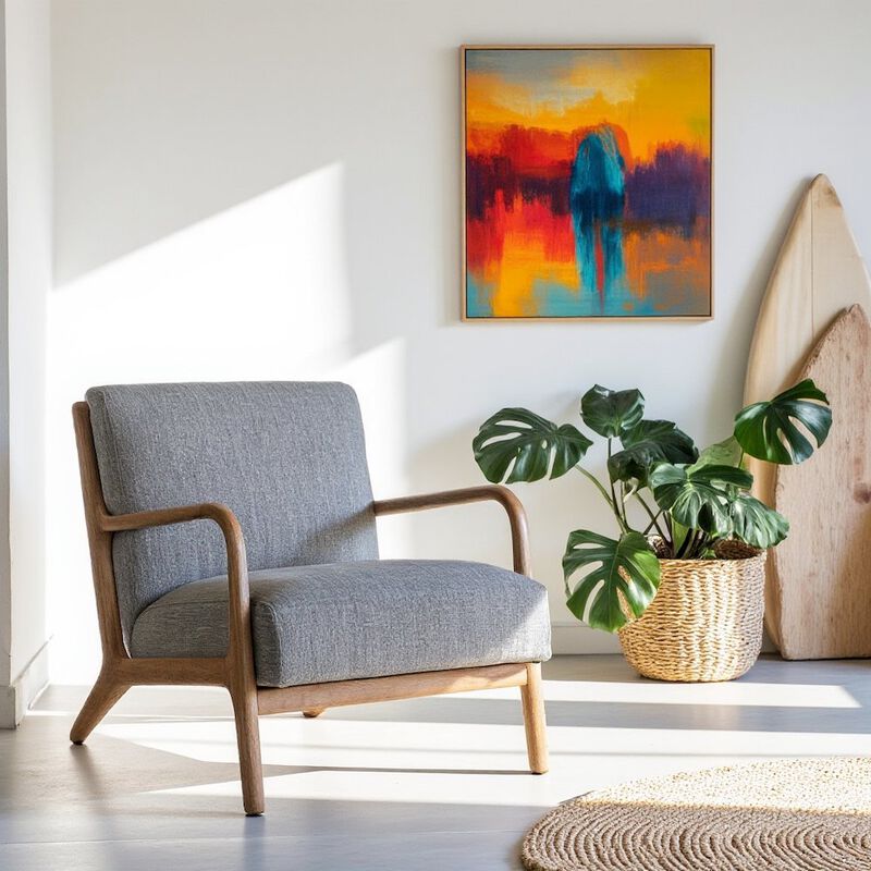 Starlight Canyon Home Blue Accent Chair with Rubber Solid Wood Frame for Living Room and Bedroom