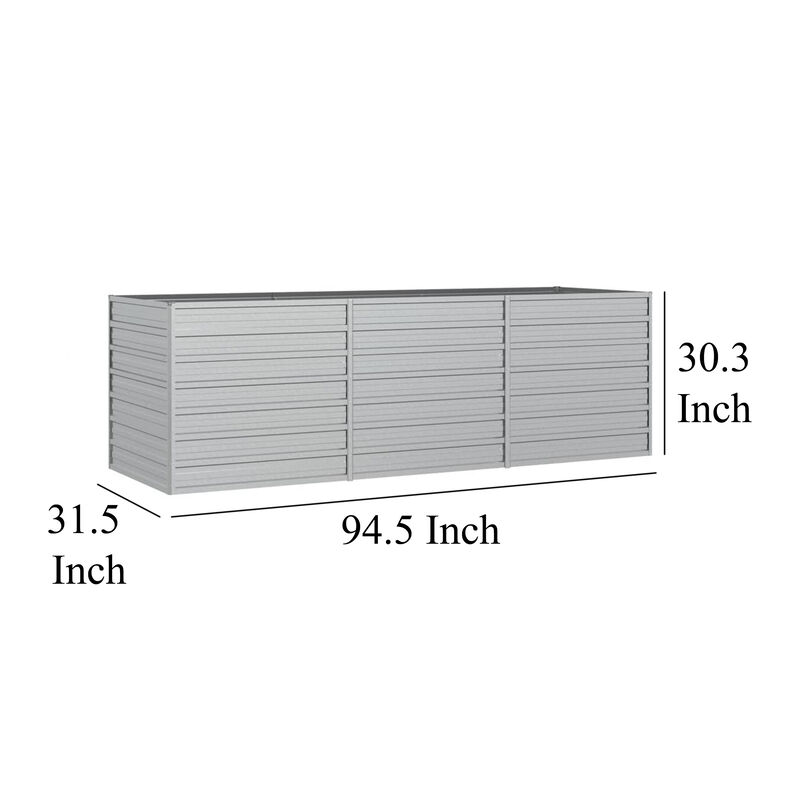 Outdoor Raised Garden Flower Bed, Silver Galvanized Steel, 32x95 Inch image number 5