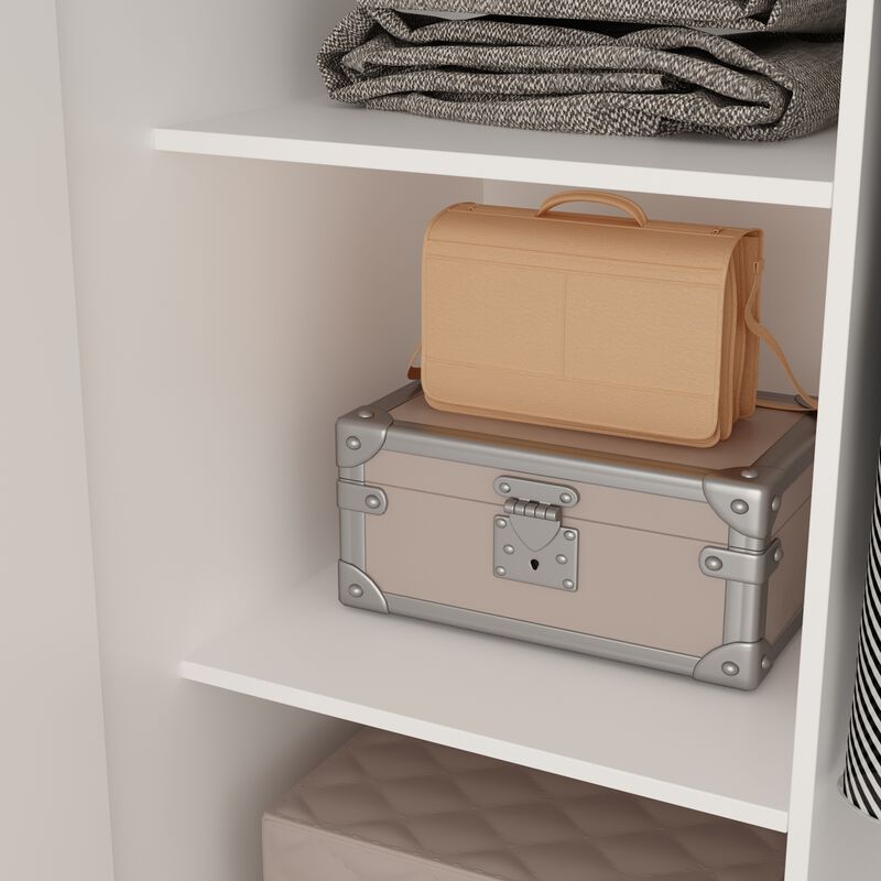 White Finish 2-Doors Armoire with Hanging Rod and 5-Storage-Shelves 70.9 in. H x 31.5 in. W x 15.7 in. D