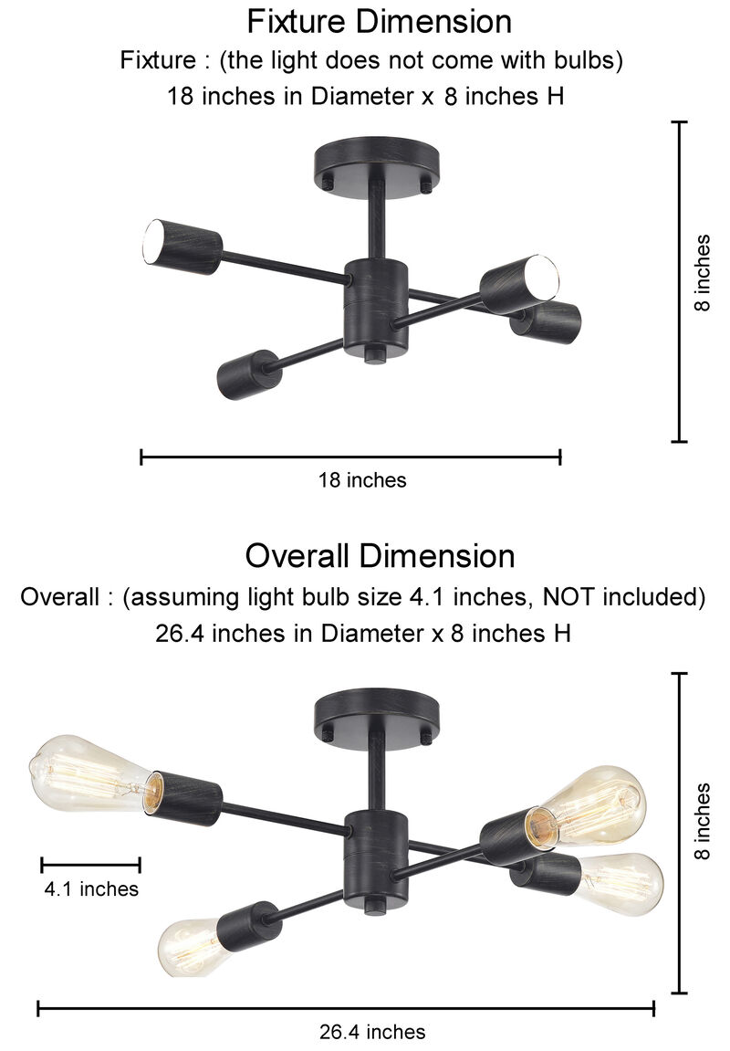 Luisa 4-light Sputnik Antique Black Finish Flush Mount image number 3