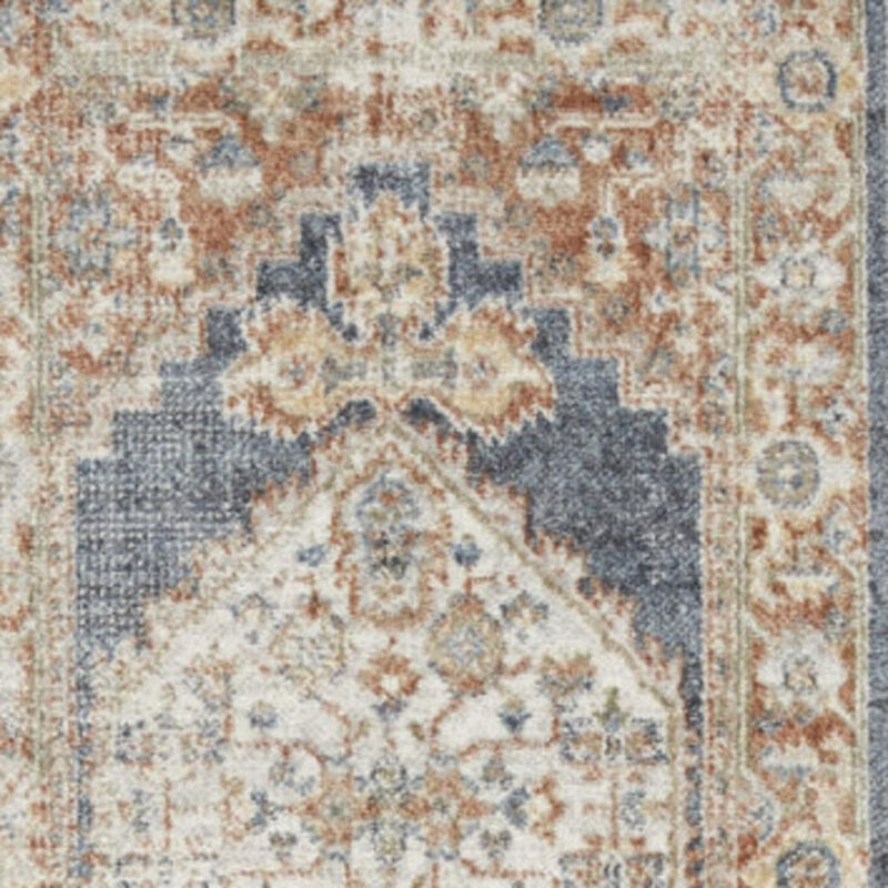 HomeRoots 12' Denim Blue Oriental Power Loom Distressed Washable Runner Rug image number 2