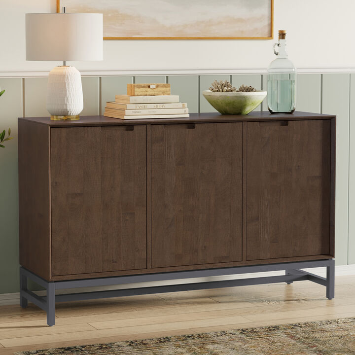 Simpli Home Banting Mid Century 3 Door Sideboard Buffet