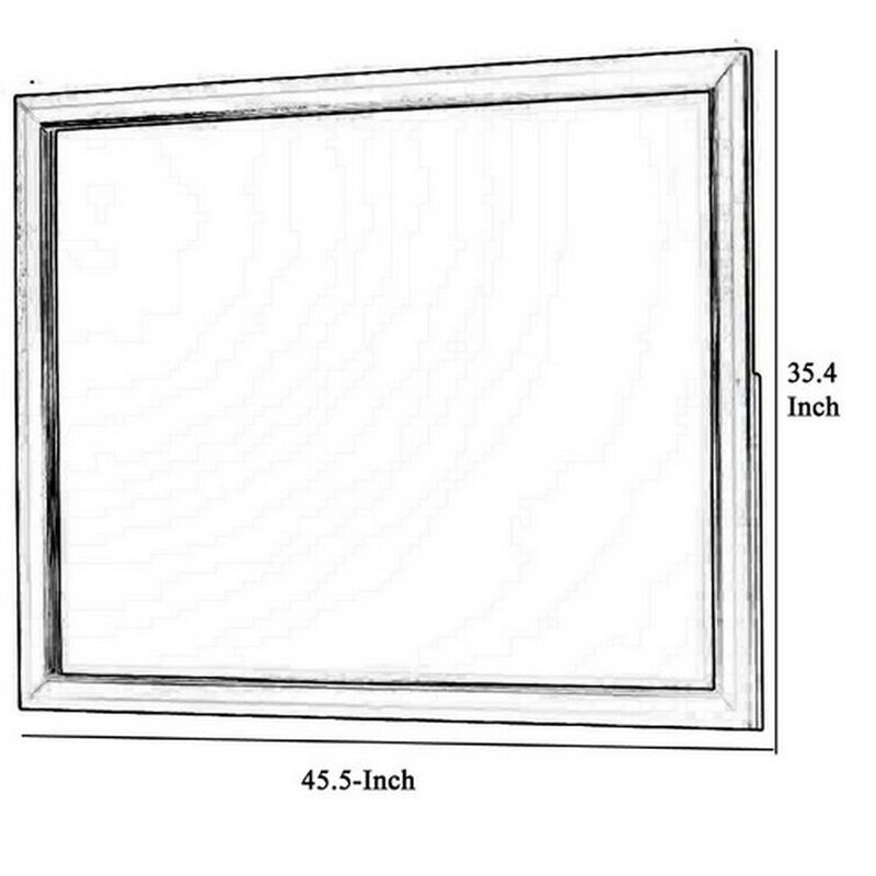 Rectangular Wooden Frame Dresser Top Mirror, Black and Silver - Benzara