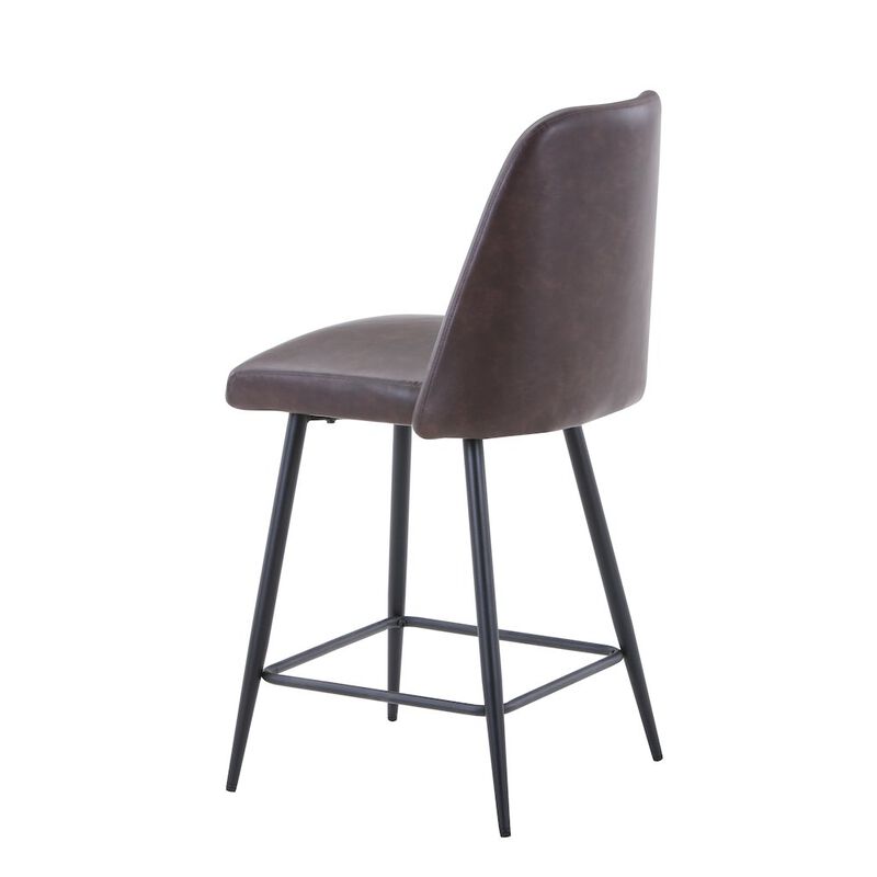 Jofran Mid-Century Modern Faux Leather Upholstered Counter Height Barstool (Set of 2)