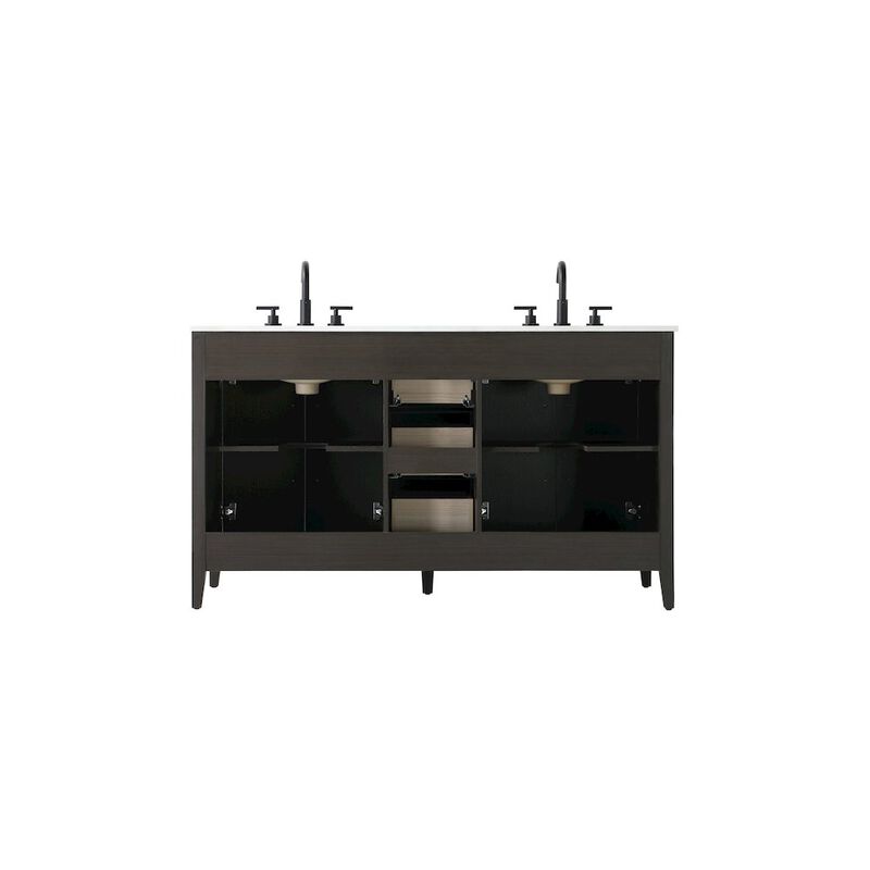 Elegant Kitchen and Bath 60 Inch Double Bathroom Vanity In Mocha Brown
