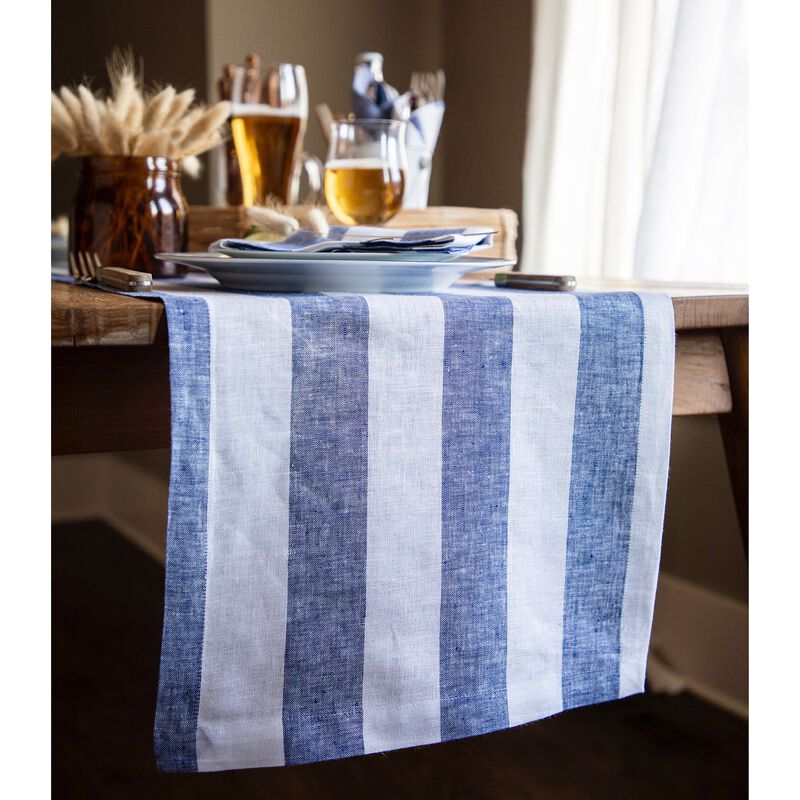 Solino Home 100% Pure Linen Table Runner - Cabana Stripe