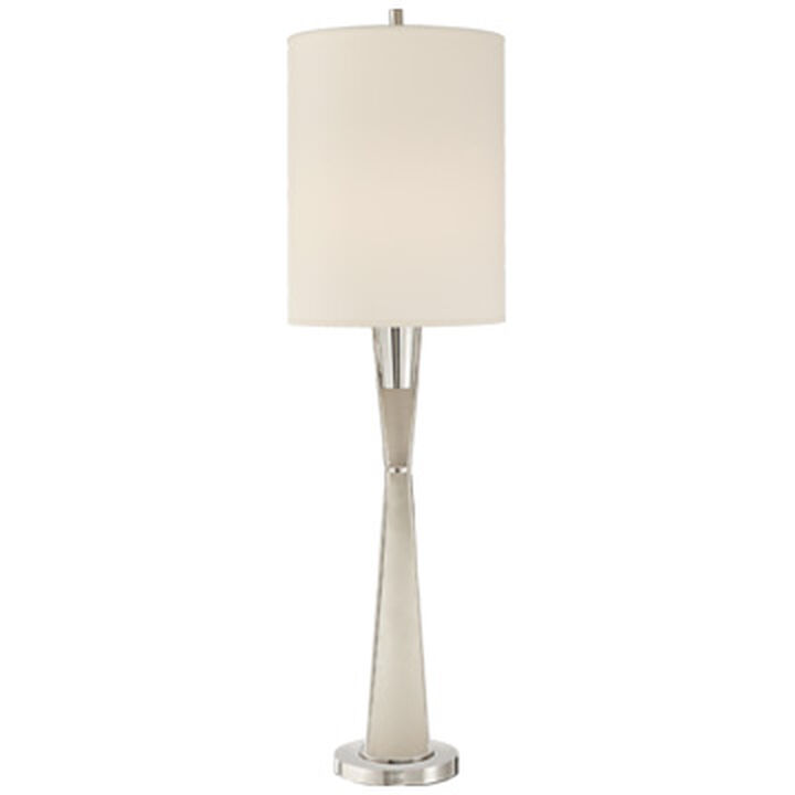 Robinson Tall Buffet Lamp in Polished Nickel and Alabaster with Natural Percale Shade