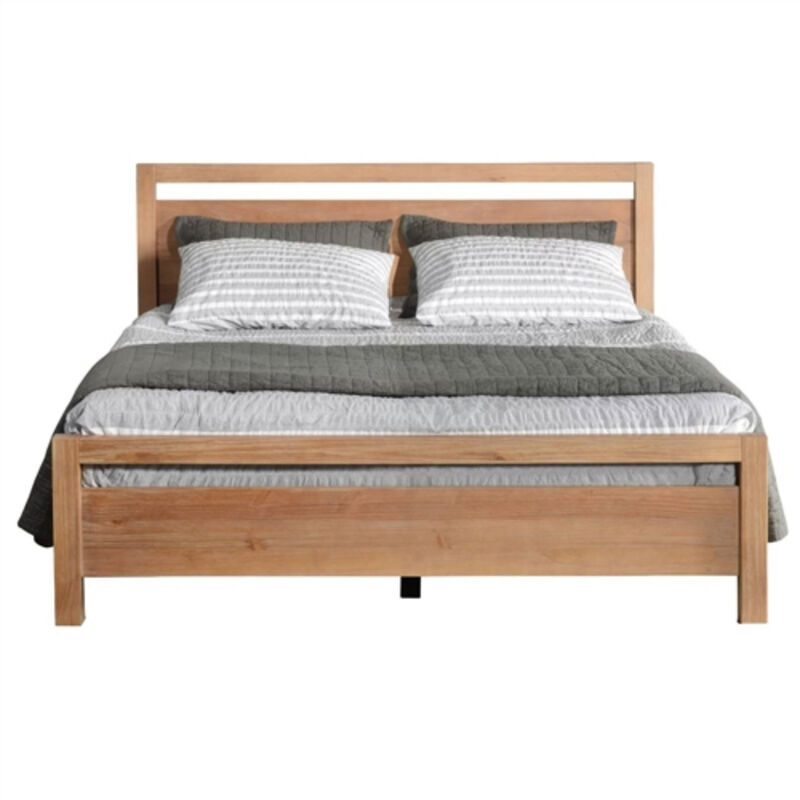 Modern Farmhouse Solid Wood Platform Bed Frame with Headboard Footboard
