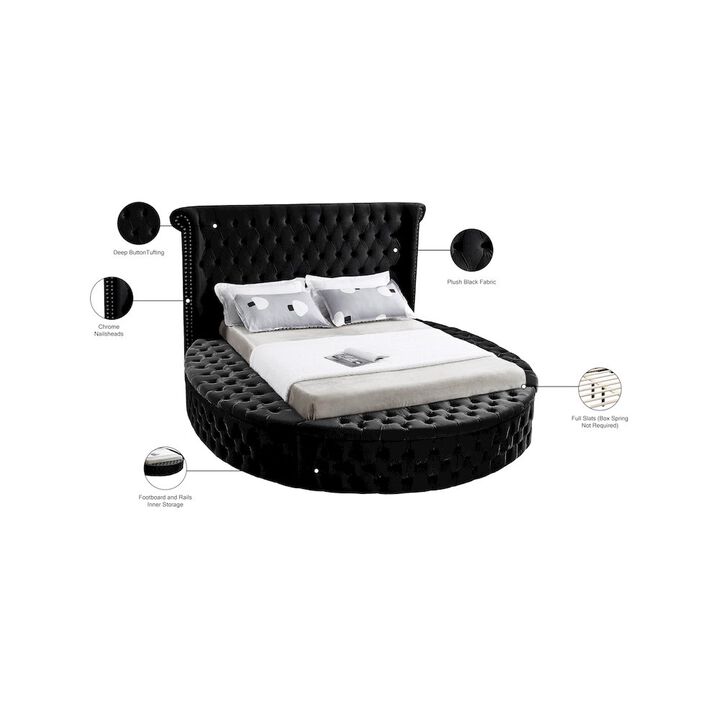 Meridian Furniture Luxus Black Velvet Queen Bed