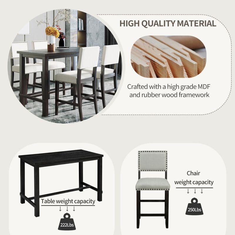 Moprub 5‑Piece Counter Height Dining Set image number 4