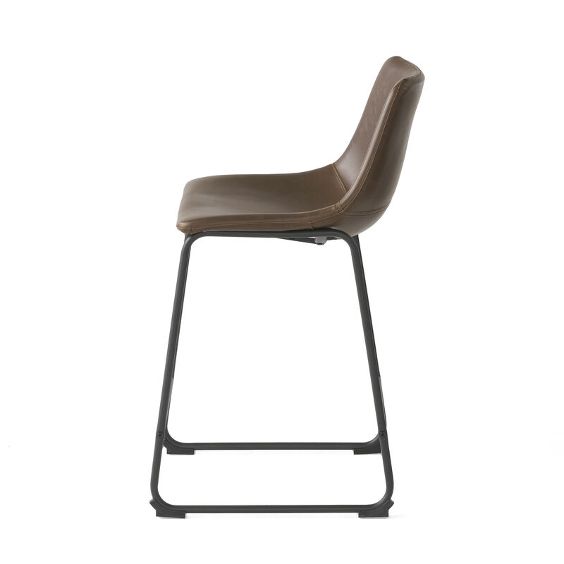 Christopher Knight Home Havelton Modern 24 Inch Faux Leather and Steel Frame Counter Stools (Set of 2)