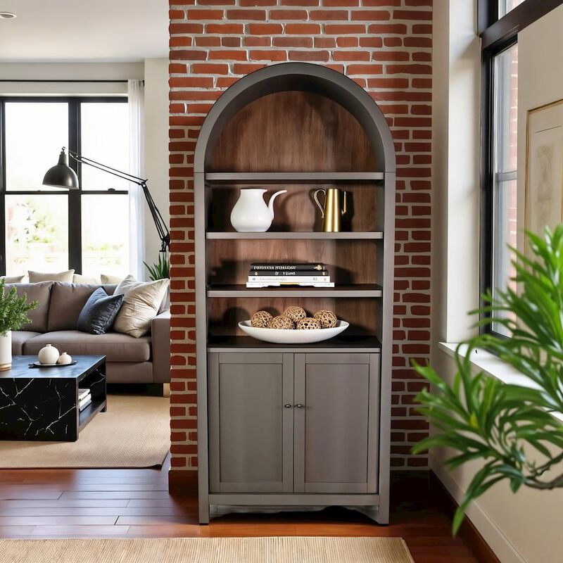 Starlight Canyon Home Brown Solid Wood Arched Cabinet with Doors, Hutch Cabinet with Storage image number 3