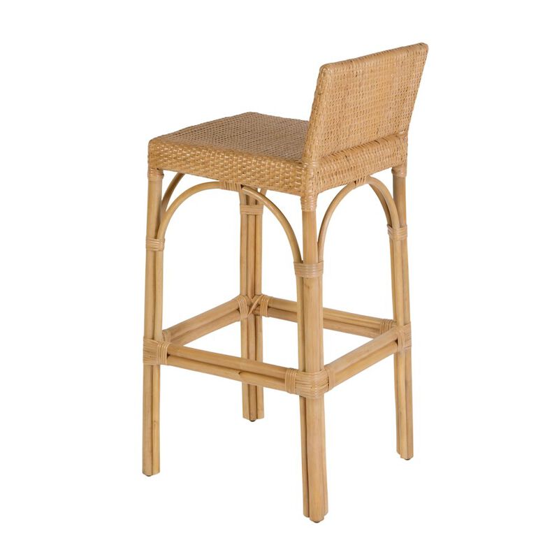 Butler Specialty Serienna 30 in. Seat Height Rectangular Rattan Low Back Bar Stool White and Gray image number 6