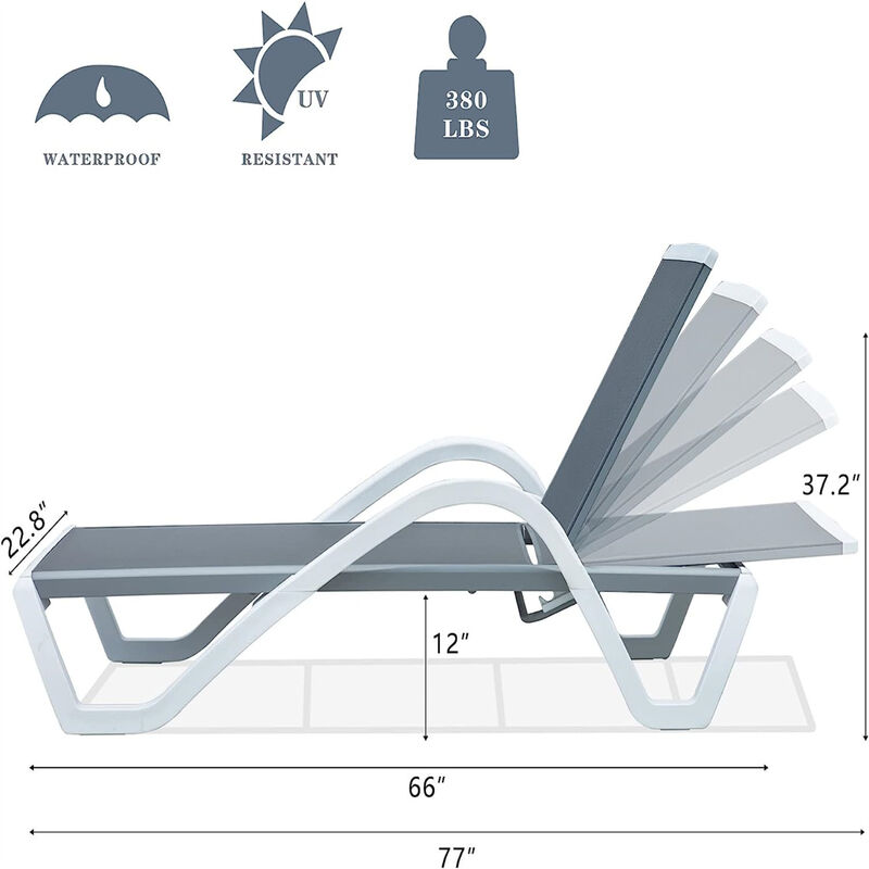 Streamdale Aluminum Adjustable Pool Chaise Lounge Set image number 6