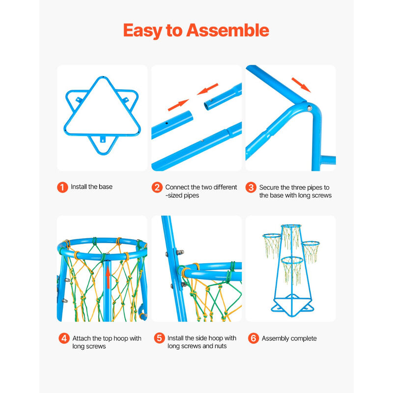 Adjustable Basketball Hoop for Kids &ndash; 4-Hoop Stand with Portable Base, Indoor Outdoor Sports Toy for Toddlers & Preschoolers