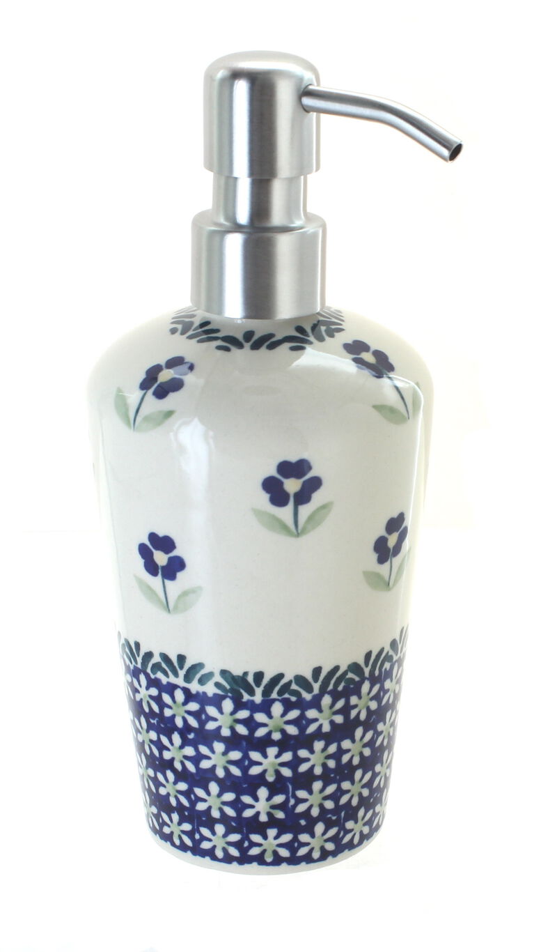 Blue Rose Polish Pottery Periwinkle Soap Dispenser