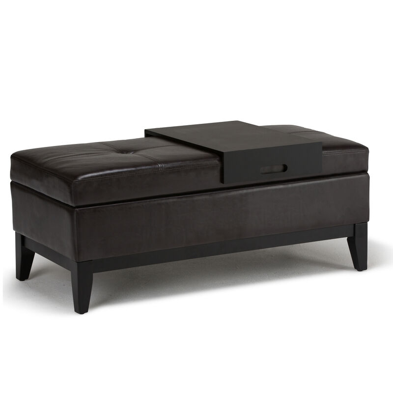 Simpli Home Oregon Storage Ottoman Bench with Tray image number 0