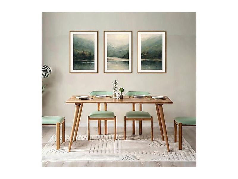 Large Watercolor Green Forest Mountain Framed Canvas Wall Art Set Abstract Pine image number 3
