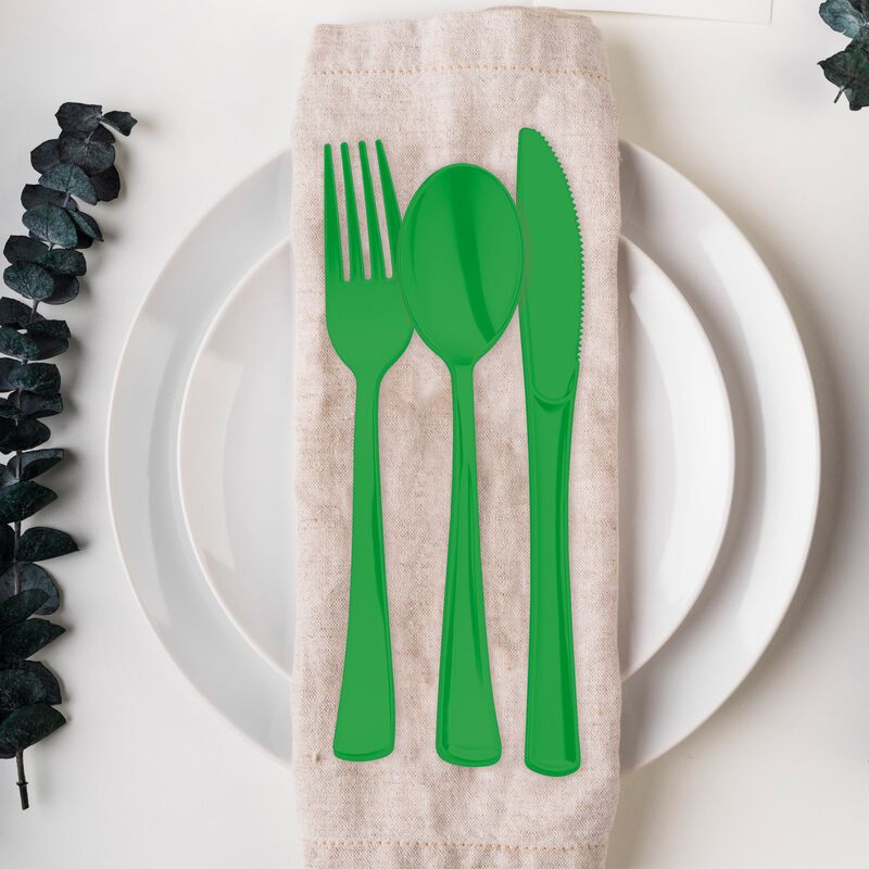 Green Plastic Party Cutlery Set (144 Sets) image number 6
