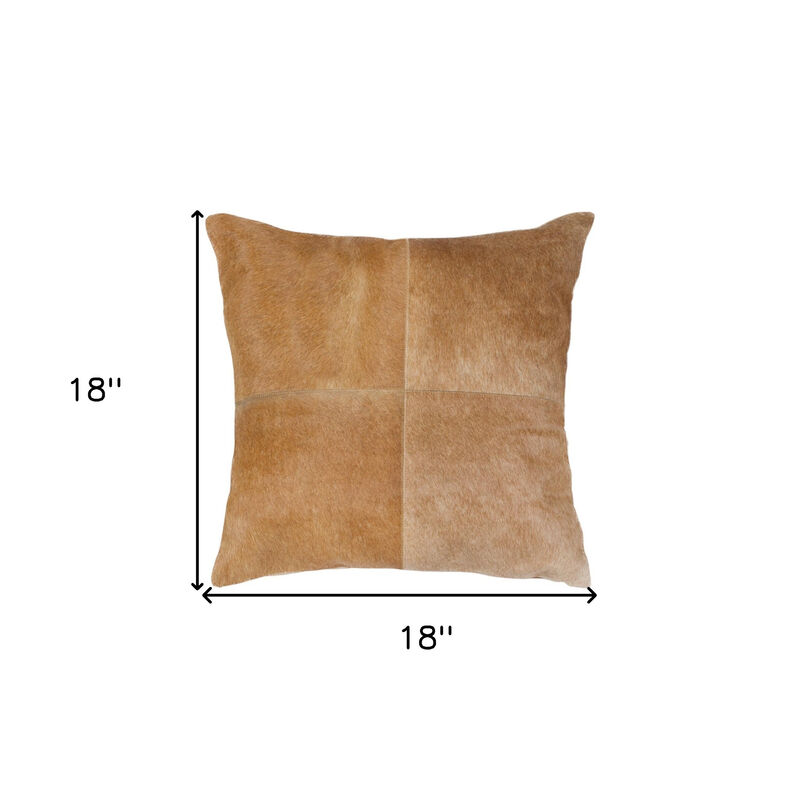 HomeRoots Set of Two 18" Tan Cowhide Throw Pillows image number 5