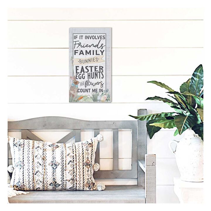 20" White and Black "Friends Family Easter" Bunny Outdoor Wall Sign