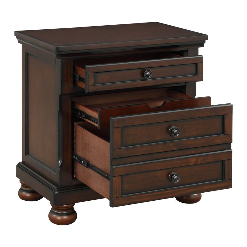 Streamdale Classic Nightstand, Brown Finish, Birch Veneer