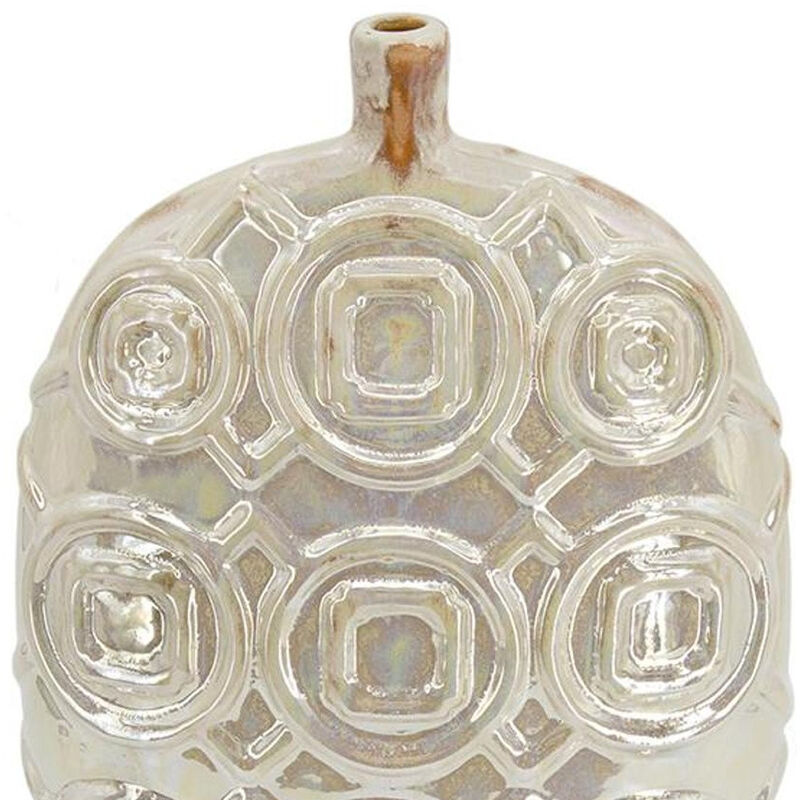 HomeRoots 16" Cream Geometric Ceramic Bud Table Vase image number 4