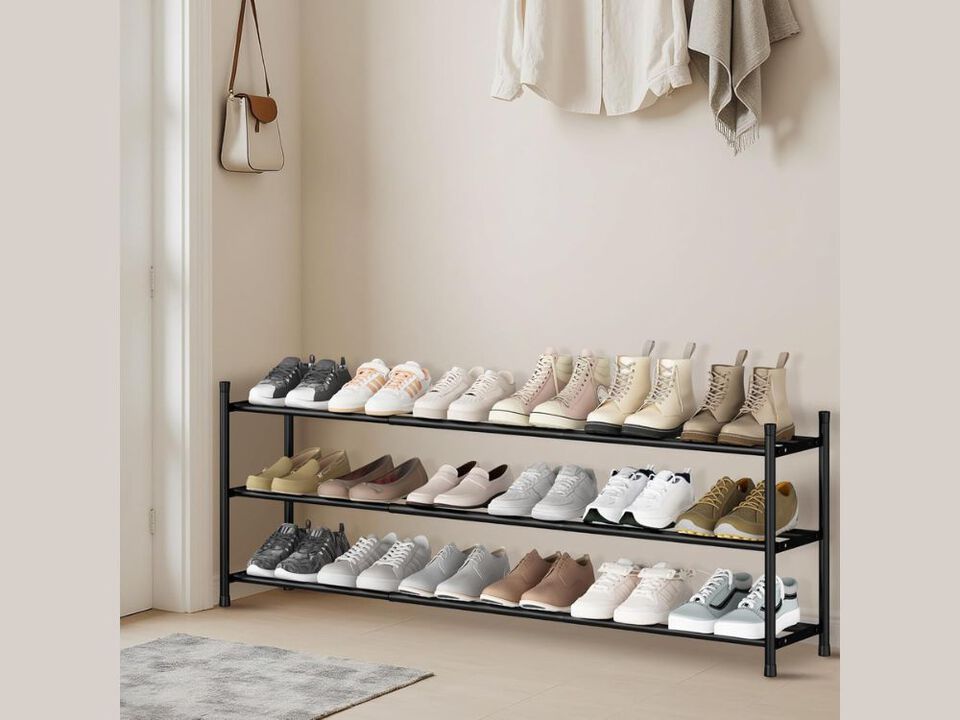 Entryway Metal Shoe Organizer Adjustable Shelves Closet Storage