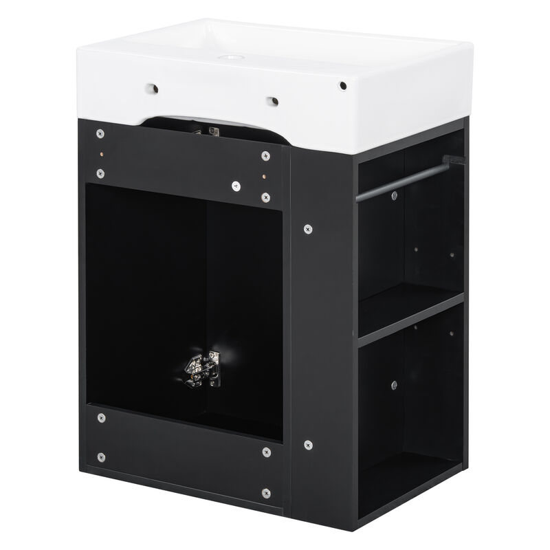 Whisen 20 Inch Bathroom Vanity with Ceramic Sink, MDF Construction, Modern Cabinet with Storage for Bathroom image number 7