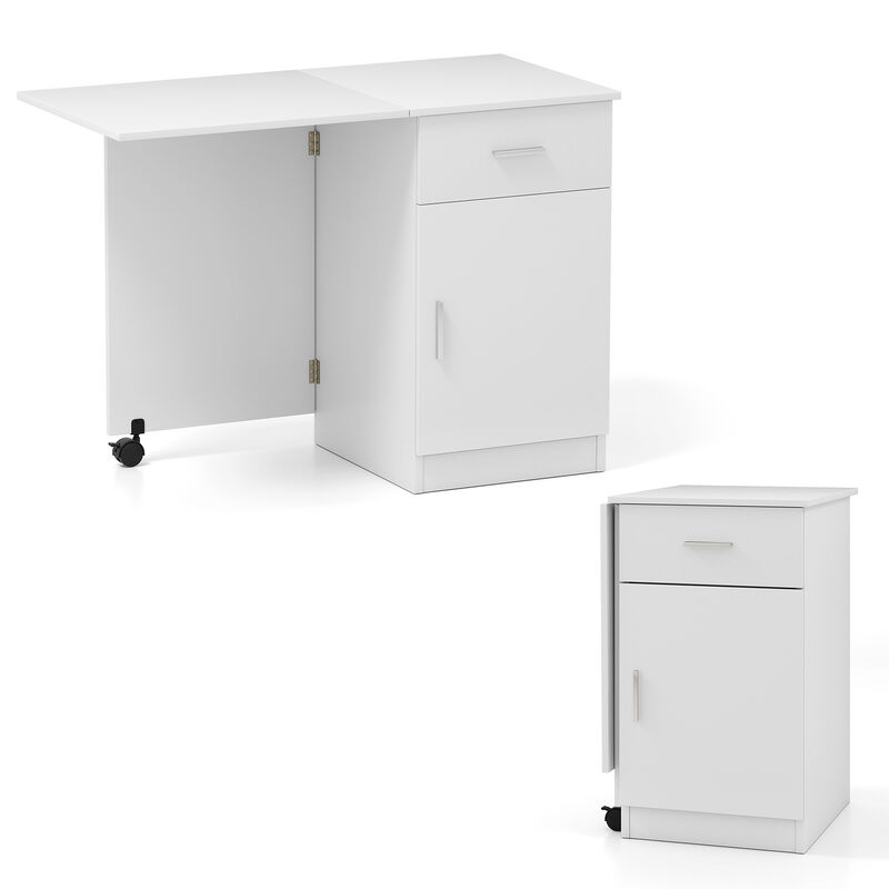Folding Computer Desk with Drawer and Mobile Cabinet for Home Office