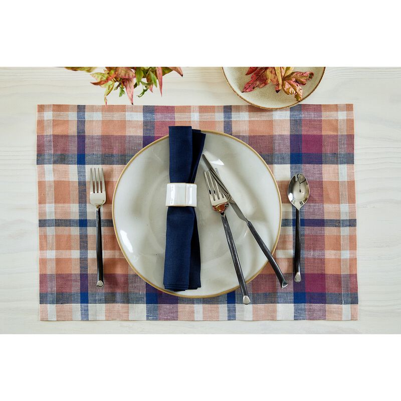 Christmas Linen Placemats 14 x 19 in Set of 4 - Fall Flavors Madras, Solino Home