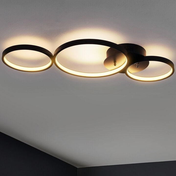 Nube 26.88" 3-Light Contemporary Modern Metal Integrated LED Flush Mount, Black