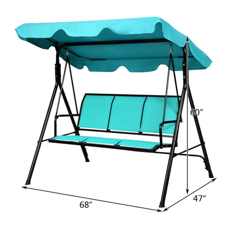Hivvago 3 Person Steel Frame Patio Swing with Polyester Angle and Adjustable Canopy