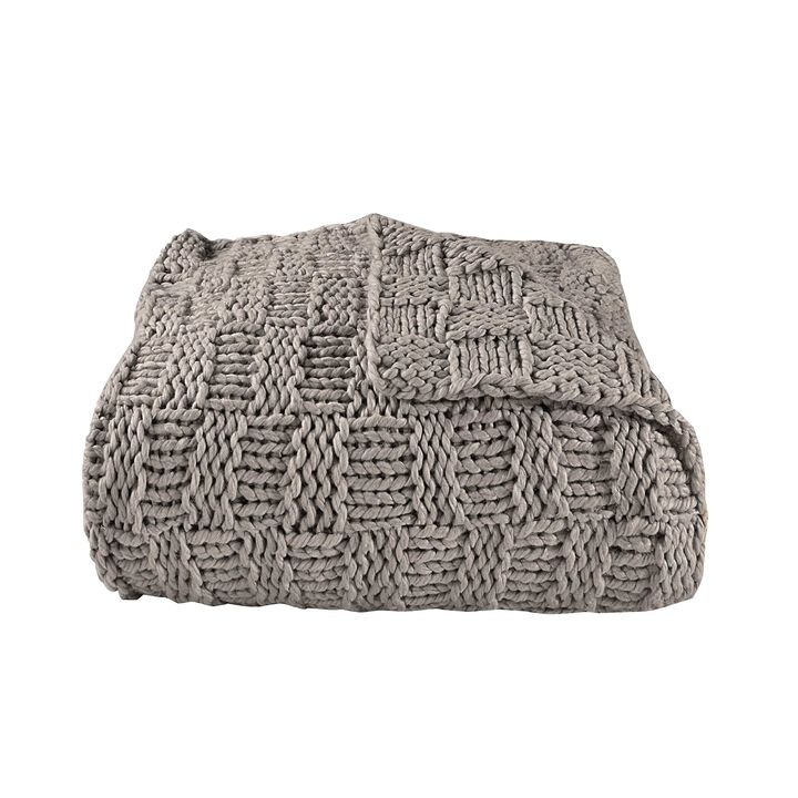 Chess Knit Taupe Throw