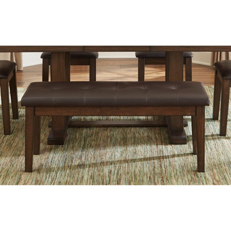 Transitional Dining Furniture 1pc Wooden Bench Button-Tufted Seat Light Rustic Brown Finish Furniture