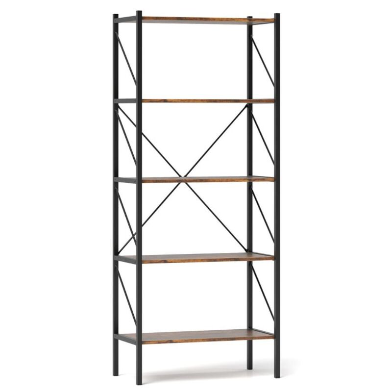 Hivvago 5-Tier Bookshelf with Open Shelves and Heavy Duty Metal Frame