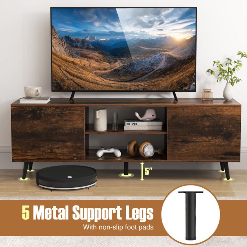 Hivvago TV Stand with Power Outlets and Adjustable Shelf for 60 Inch TVs